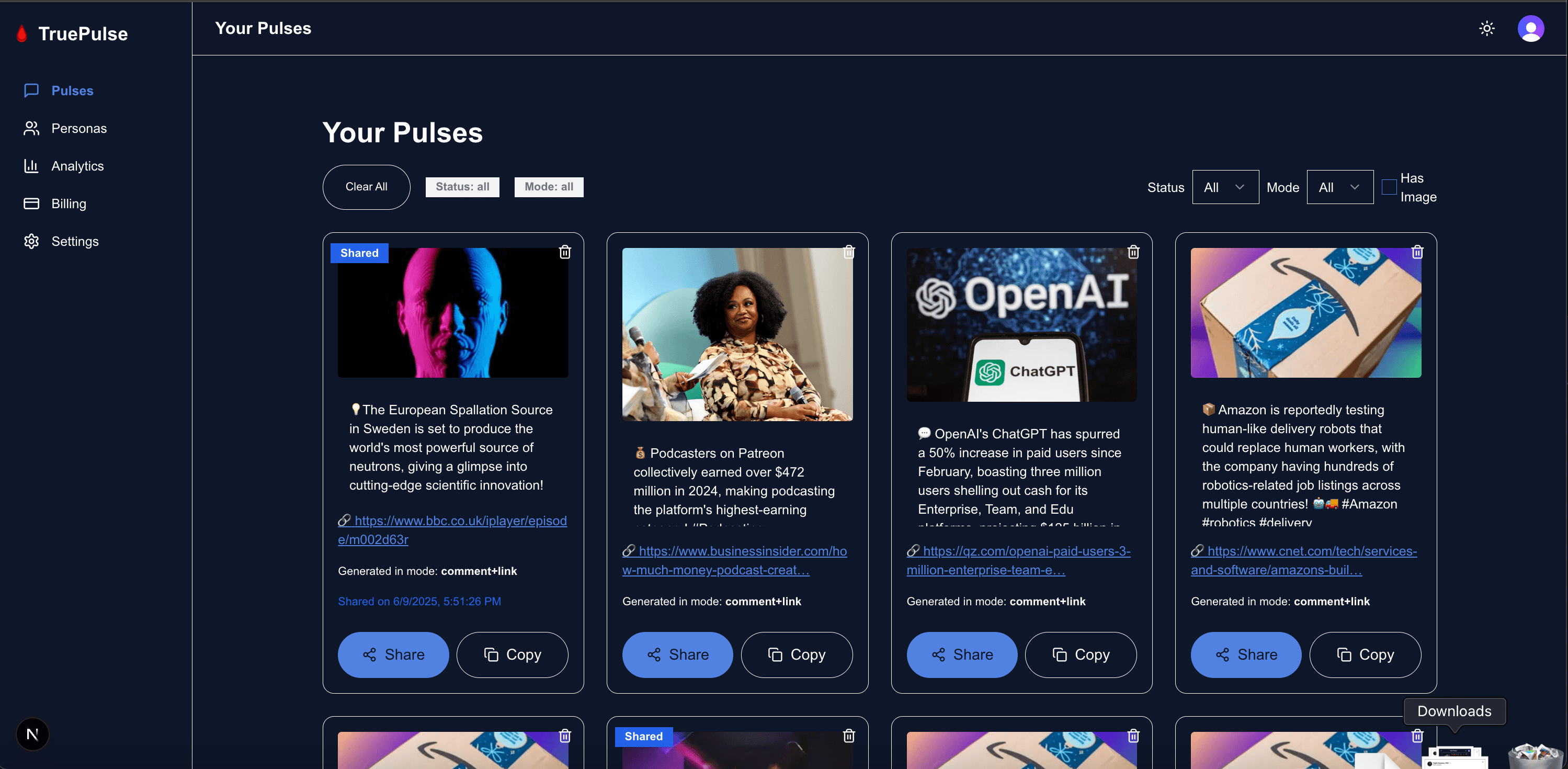 TruePulse dashboard screenshot
